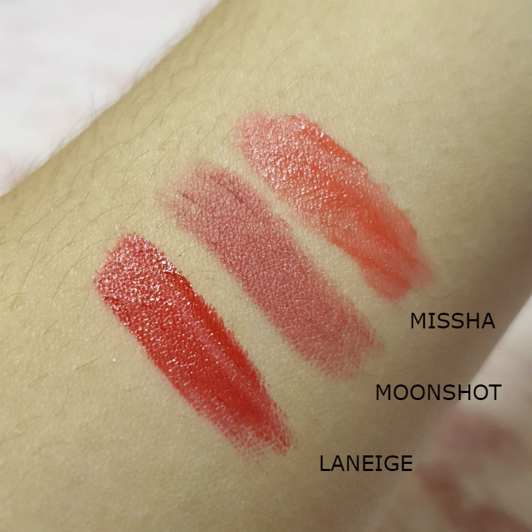 missha laneige moonshot swatch - national lipstick day